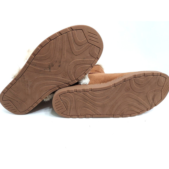 Boots Size 8 1/3 M SO Suede Ankle Boot Womens Winter Brown Faux Fur Lined Flats - Picture 4 of 5